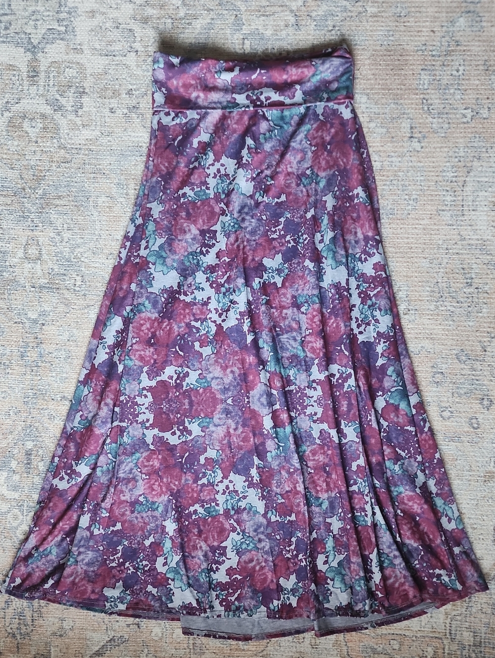 LuLaRoe Maxi Skirt Floral Purple & Pink Small